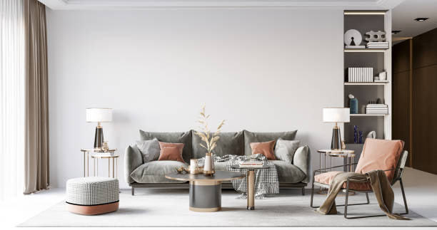 istock Interior Living Room Wall Mockup 1309955493