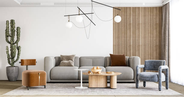 istock Interior Living Room Wall Mockup 1309955525