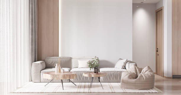 istock Interior Living Room Wall Mockup 1309956112
