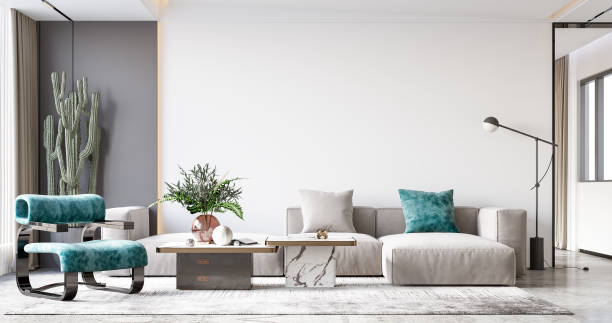 istock Interior Living Room Wall Mockup 1309956125