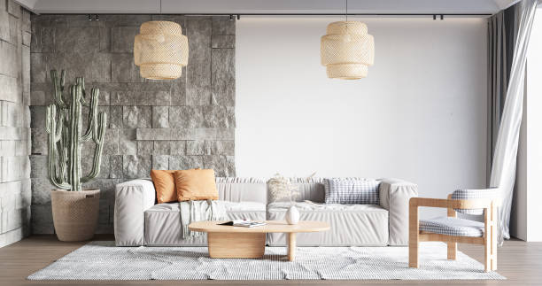 istock Interior Living Room Wall Mockup 1309956163