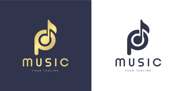 Minimalist P letter logo with "music" and "singing" concept Minimalist P letter logo with "music" and "singing" concept dj logo stock illustrations