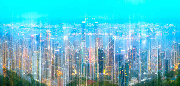 istock Abstract Hong Kong by night 1309957655