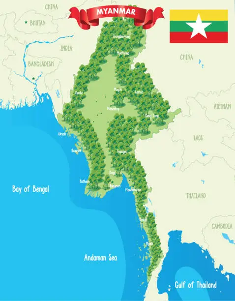 Vector illustration of Myanmar Map, Burma