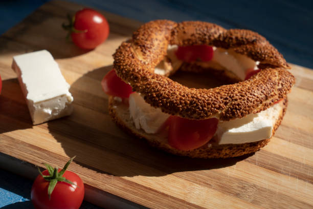 istock Turkish bagel with cheese, tomato 1309958983
