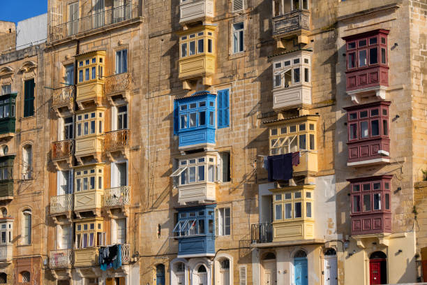 VALLETTA -MALTA - APRIL 13, 2016: Traditional Maltese architecture in Valletta, Malta