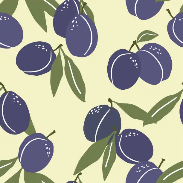 Vector illustration of plums