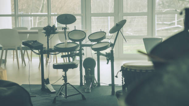 istock Rehearsal studio in living room. Electronic drums close up 1309963242