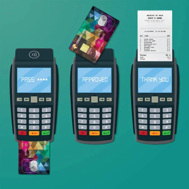 Vector illustration of Credit card machine and payment