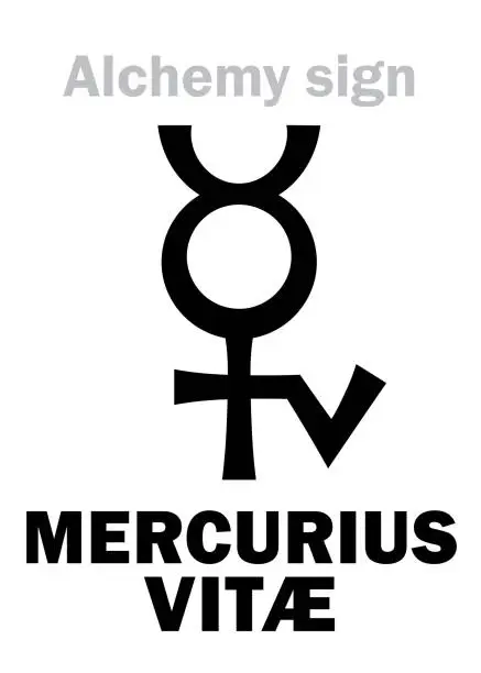 Vector illustration of Alchemy Alphabet: MERCURIUS VITÆ (
