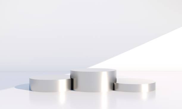 istock Minimal scene with geometrical forms, podiums in cream background with shadows. Scene to show cosmetic product, Showcase, shopfront, display case. 3d 1309968687