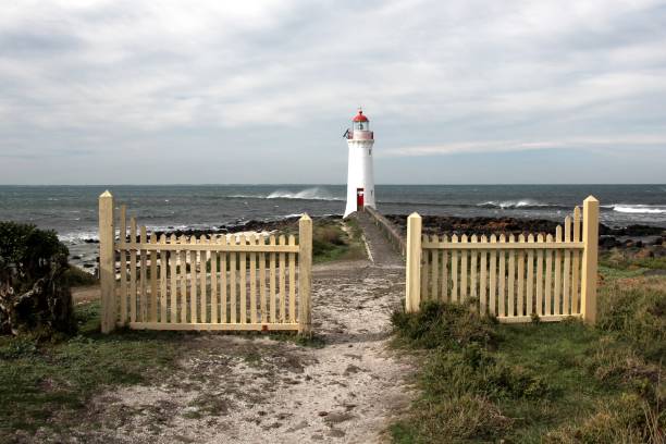 Port Fairy Lighthouse on Griffiths Island stock photo