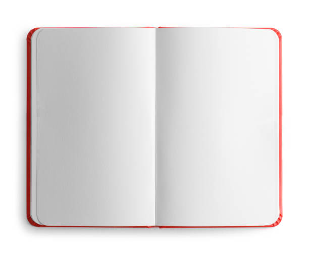 Open Book Top View Open Sketch Book Top View Cut Out. handbook book hardcover book red stock pictures, royalty-free photos & images