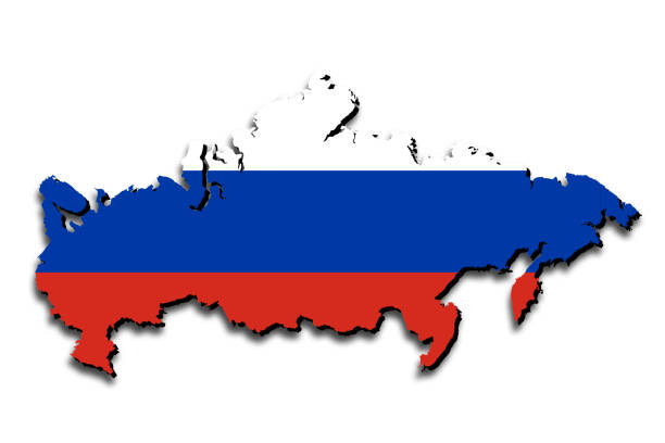 istock Outline map of Russia with the national flag 1309979174