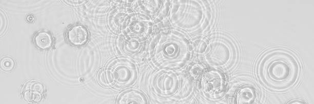 Water panoramic banner background. White water texture, blue mint water surface with rings and ripple. Spa concept background. Flat lay, top view, copy space, square composition with copy-space