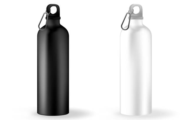 istock Fitness running blender Bike metal reusable drink flask. 3d realistic vector mockup. Illustration of container water for sport bike and fitness. 1309980436