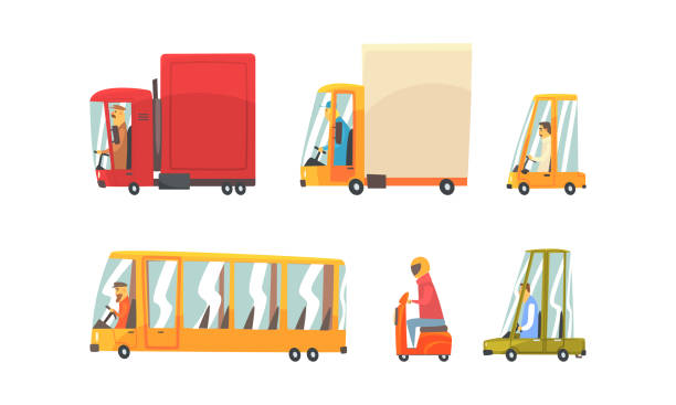 istock Set of Different Vehicles, Car, Truck, Bus, Scooter Cartoon Vector Illustration 1309982062