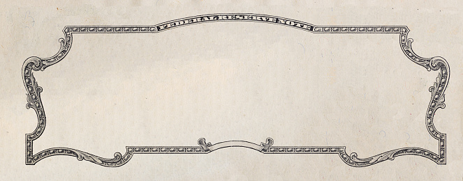 Obverse of 2 US dollar banknote with empty midle area for design purpose