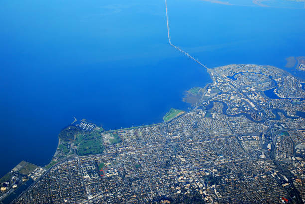 aerial of the san francisco bay - bay san francisco county residential district aerial view imagens e fotografias de stock