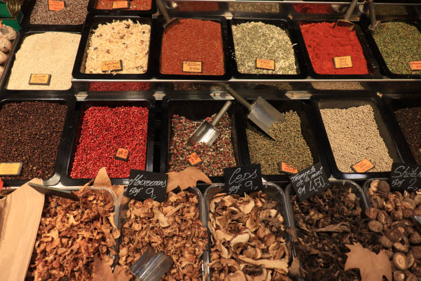istock Herbs and spices at a market 1309985495