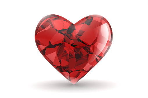 3D crystal heart illustration.