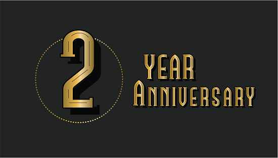 Vector illustration of a Retro and Vintage Year Anniversary Label design in gold and black colors. Includes vector eps 10 and high resolution jpg.