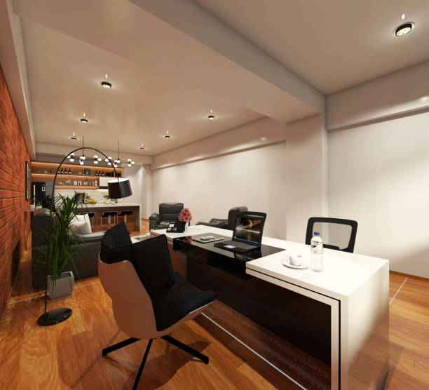 istock Office Room With Modern And Luxurious Desk Table Cabinet 1309988505