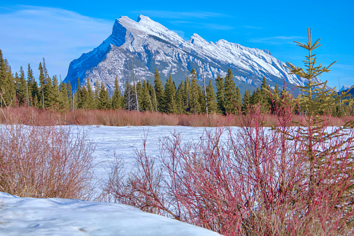 Mt Rundle, Banff, taken in the winter from Cameron Lakes