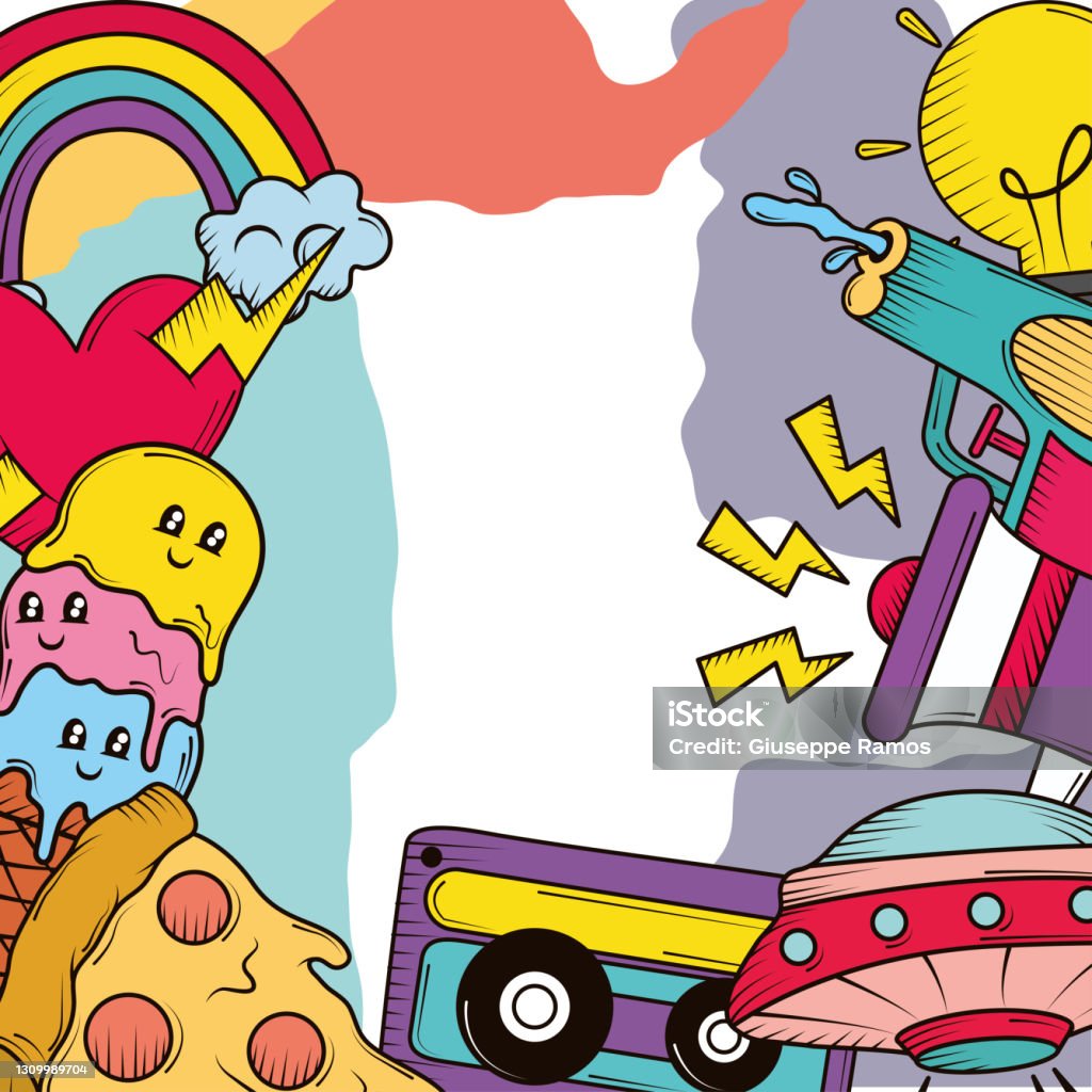 Ilustración de Alegres Cosas De Dibujos Animados y más Vectores Libres de Derechos de Diversión - Diversión, Pizza, Agua - iStock Ilustración de Alegres Cosas De Dibujos Animados y más Vectores Libres de Derechos de Diversión - Diversión, Pizza, Agua - iStock