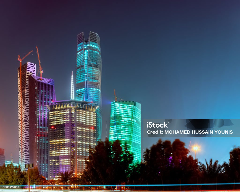 Large buildings equipped with the latest technology, King Abdullah Financial District, in the capital, Riyadh, Kingdom of Saudi Arabia Buildings / Landmarks Riyadh Stock Photo