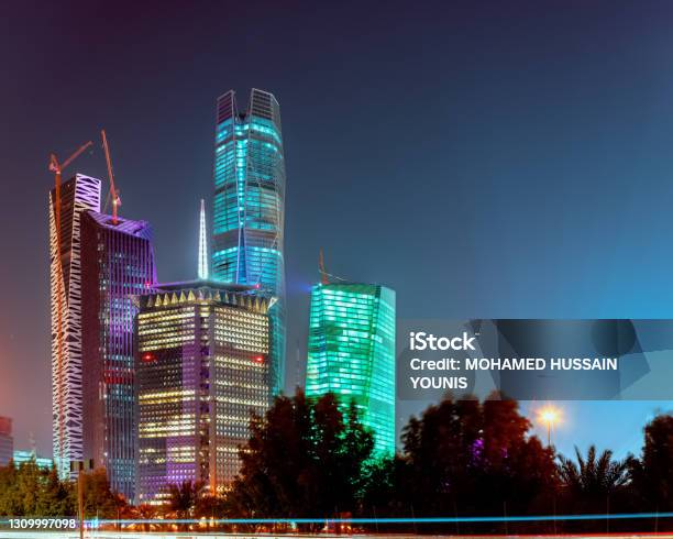 Large Buildings Equipped With The Latest Technology King Abdullah Financial District In The Capital Riyadh Kingdom Of Saudi Arabia Stock Photo - Download Image Now