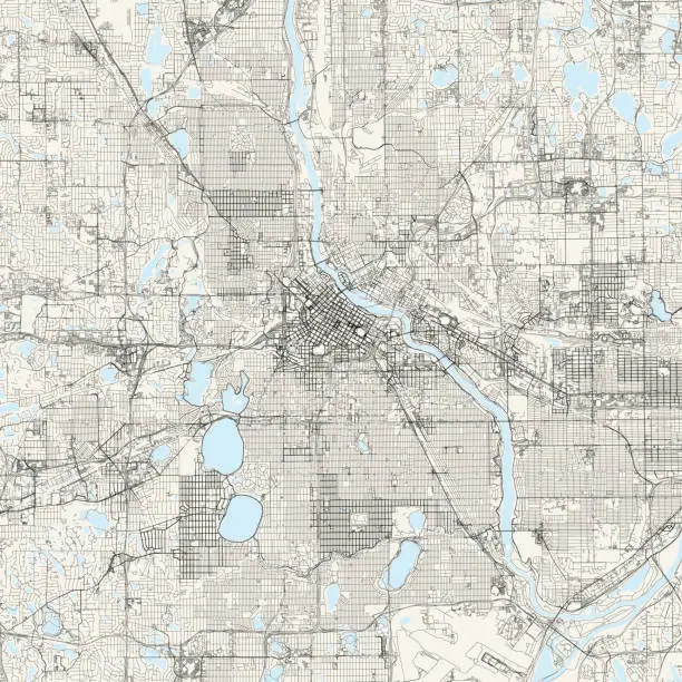 Vector illustration of Minneapolis, Minnesota USA Vector Map