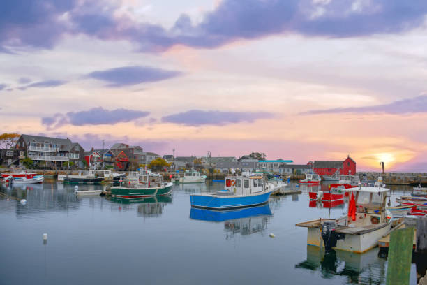istock Fishing boats at sunrise-Gloucester Massachusetts 1309998919