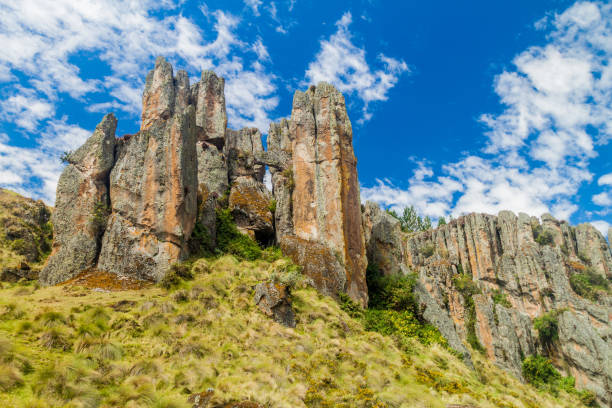 Los Frailones (Stone Monks), rock formations near Cajamarca, Peru. Los Frailones (Stone Monks), rock formations near Cajamarca, Peru. cajamarca region stock pictures, royalty-free photos & images