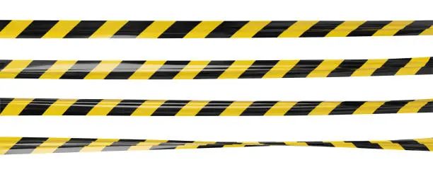 Vector illustration of Realistic vector crime tape with black and yellow stripes. Warning ribbon.
