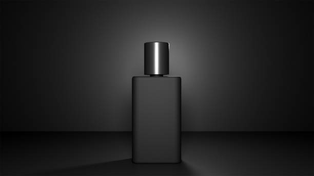 istock 3d illustration of a Perfume bottle and black background. 3D rendering 1310004419