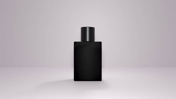 istock 3d illustration of a Black Perfume bottle. 3D rendering 1310004430