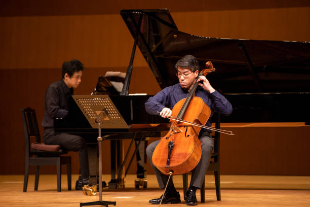 istock Musicians playing cello and piano at classical music concert 1310006949