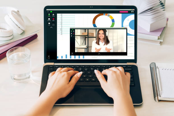 istock digital meeting online presentation woman laptop 1310007795