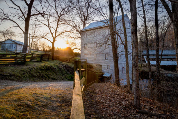 The Rock Mill at Sunset stock photo