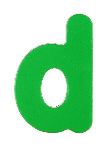 A lower case d magnetic letter on white with clipping path