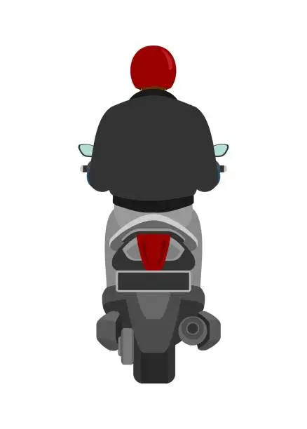 Vector illustration of Motorcycle rider. Back view. Simple flat illustration.