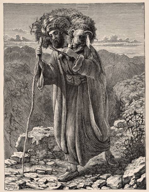 kayıp kuzu kıssası, i̇ncil teolojisi - çoban sürücü illüstrasyonlar stock illustrations