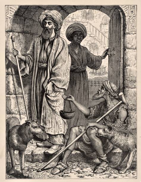 부자의 문에서 아픈 나사로의 비유, 성경 신학 - 상징 이미지 stock illustrations