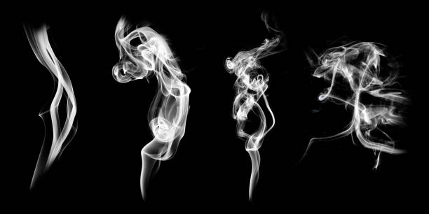 istock set of natural white smoke isolated on black background 1310016226