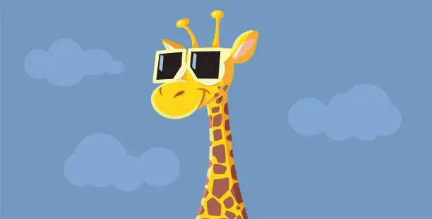 Vector illustration of Funny Giraffe Wearing Sunglasses Vector Cartoon