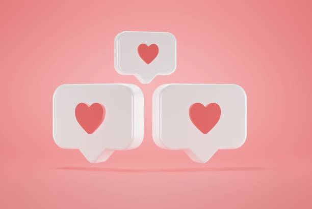 istock 3d illustration rendering social media notification love heart icon in white rounded square pin isolated on pink wall background with shadow simple and elegant , modern and trendy . minimalist design graphic 1310020653