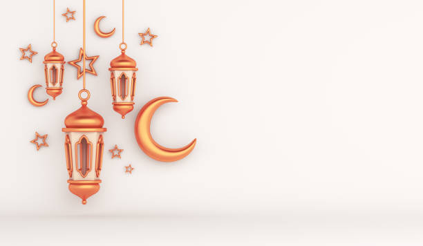istock Islamic decoration background with lantern and crescent, ramadan kareem, mawlid, iftar, isra miraj, eid al fitr adha, muharram, copy space text area, 3D illustration. 1310023916