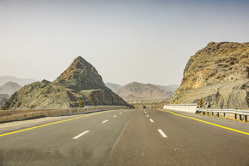 Highway 15 near Medina in Saudi Arabia on a sunny day.