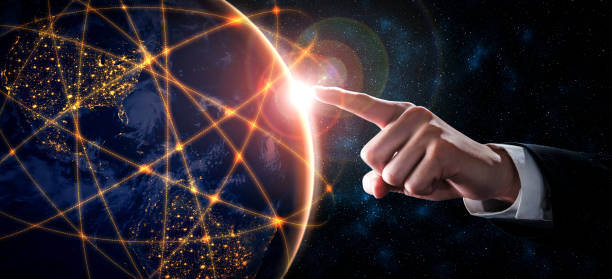 istock Global network connection covering earth with link of innovative perception 1310030195